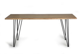 GINER Y COLOMER Mesa de Comedor Acacia Natural con Patas de Metal 10 Plazas